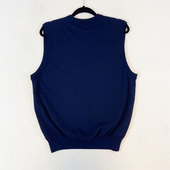 Brooks Brothers Merino Wool Sweater Vest Men's L Blue V-Neck Knit Quiet Luxury - Picture 2 of 5